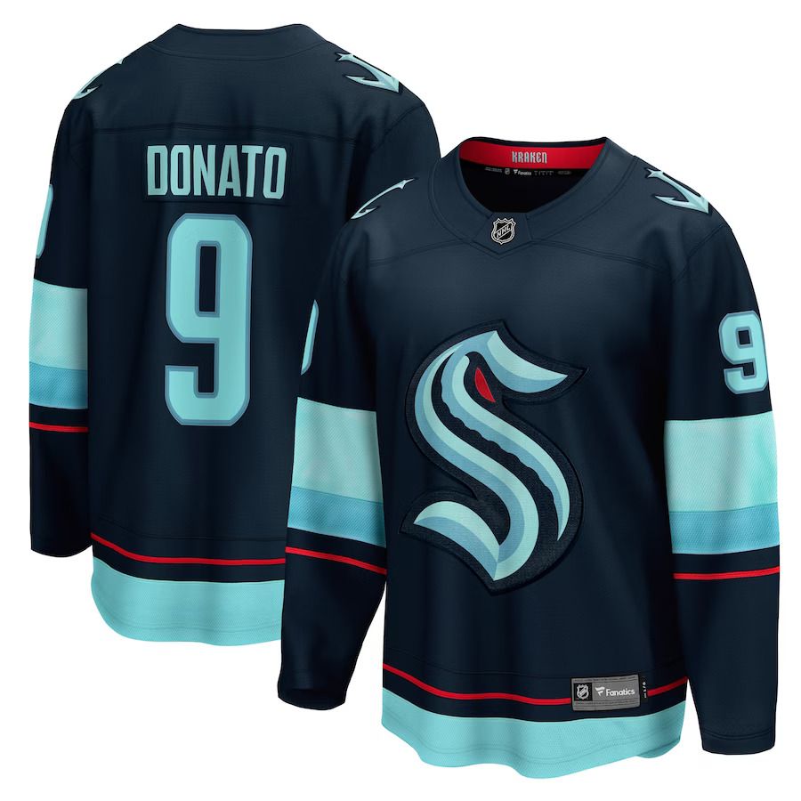 Men Seattle Kraken 9 Ryan Donato Fanatics Branded Deep Sea Blue Home Breakaway Player NHL Jersey